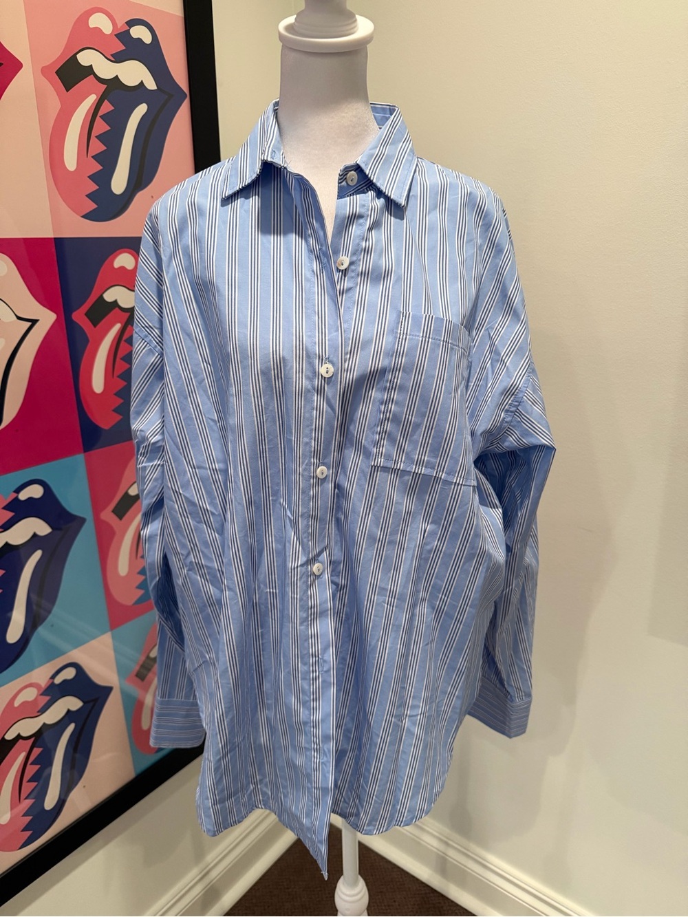 OLIVACEOUS Relaxed Blue Stripe Button-Down Shirt - Picture 3 of 7